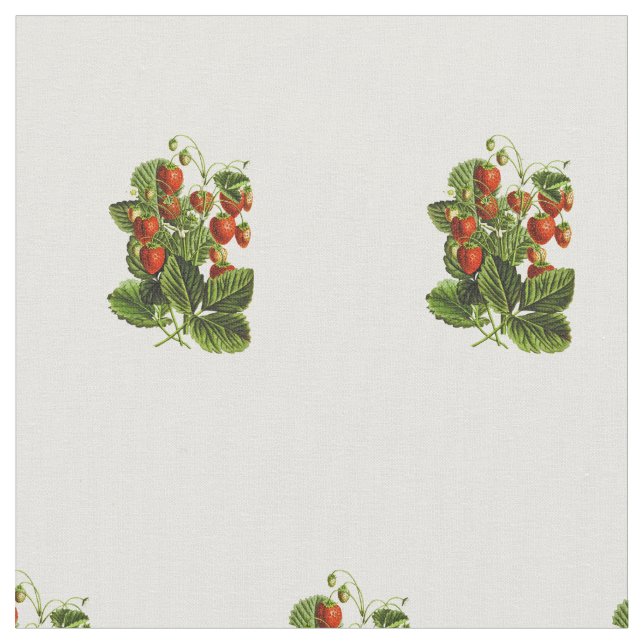 Cute Wild Strawberry Botanical Pattern  Fabric (Close Up)
