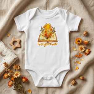 Cute Wild Sun Flowers with a Book   Boho Sunshine Baby Bodysuit