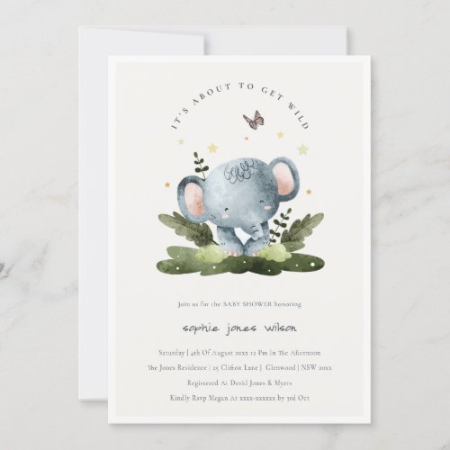 Cute Wild Tropical Jungle Animal Kids Baby Shower Invitation