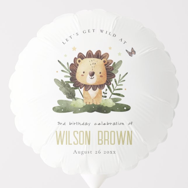 Cute Wild Tropical Jungle Animal Lion Birthday Balloon (Front)
