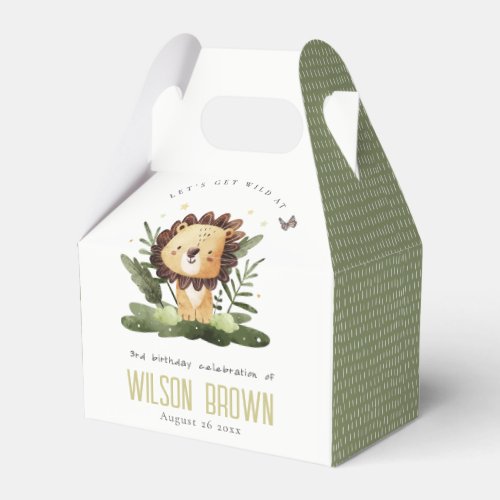 Cute Wild Tropical Jungle Animal Lion Birthday Favor Boxes