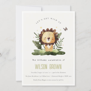 Cute Wild Tropical Jungle Animal Lion Birthday Invitation