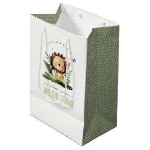 Cute Wild Tropical Jungle Animal Lion Birthday Medium Gift Bag