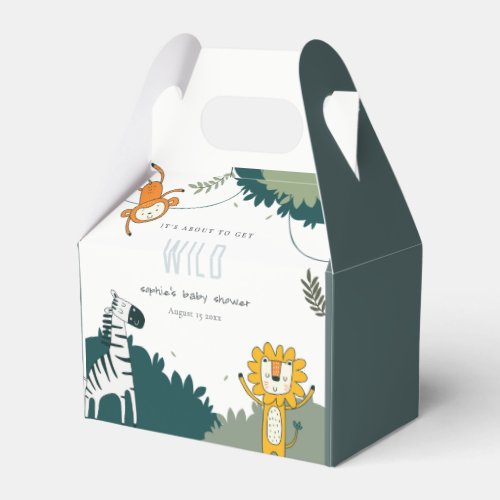 Cute Wild Tropical Jungle Animals Baby Shower Favor Boxes