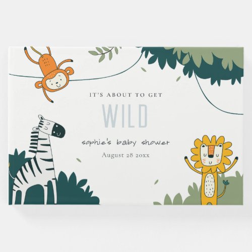 Cute Wild Tropical Jungle Animals Baby Shower Guest Book