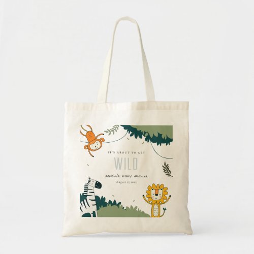 Cute Wild Tropical Jungle Animals Baby Shower Tote Bag