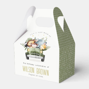 Cute Wild Tropical Jungle Animals in Car Birthday Favor Boxes