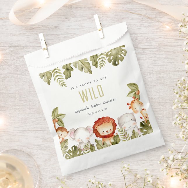 Cute Wild Tropical Safari Animals Baby Shower Favor Bag (Clipped)