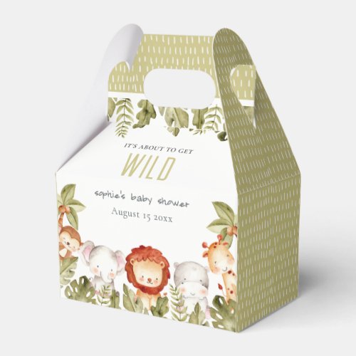 Cute Wild Tropical Safari Animals Baby Shower Favor Boxes