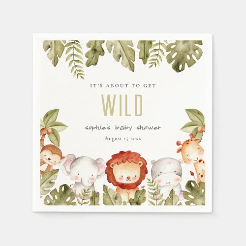 Cute Wild Tropical Safari Animals Baby Shower Napkins