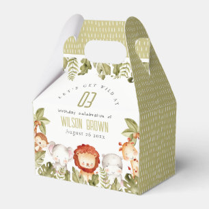 Cute Wild Tropical Safari Animals Kids Birthday Favor Boxes