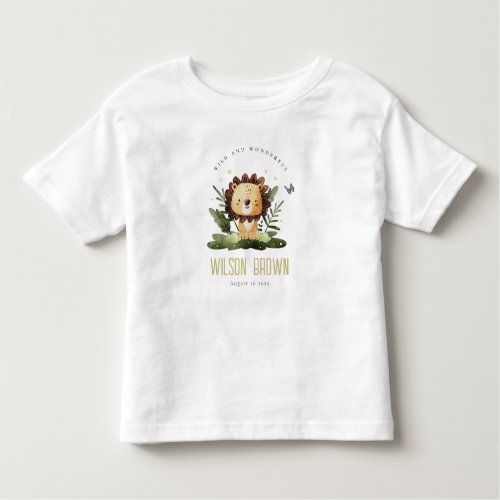 Cute Wild Wonderful Jungle Animal Lion Birthday Toddler T_shirt
