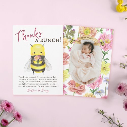 Cute Wildflower and Bee Baby Shower Thank You Card