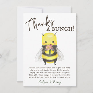 Cute Wildflower and Bee Baby Shower Thank You Card