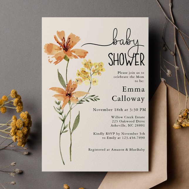 Cute Wildflower Baby Shower  Invitation (Creator Uploaded)