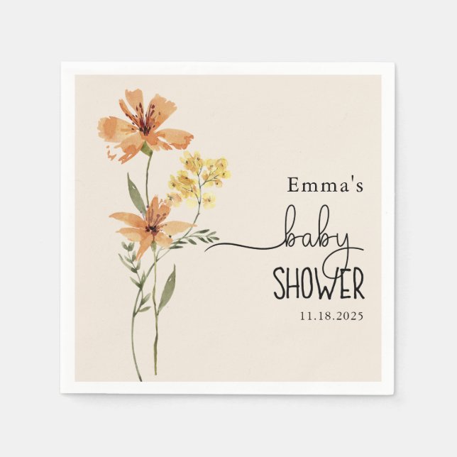 Cute Wildflower Baby Shower  Napkins (Front)