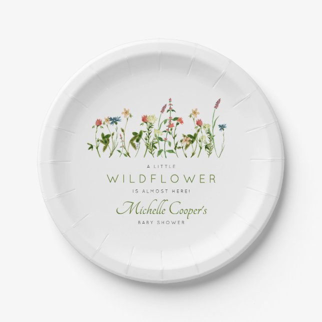 Cute Wildflower Baby Shower  Paper Plates (Front)