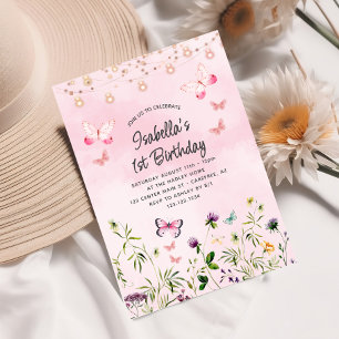 Cute Wildflower Boho 1st Birthday Invitation