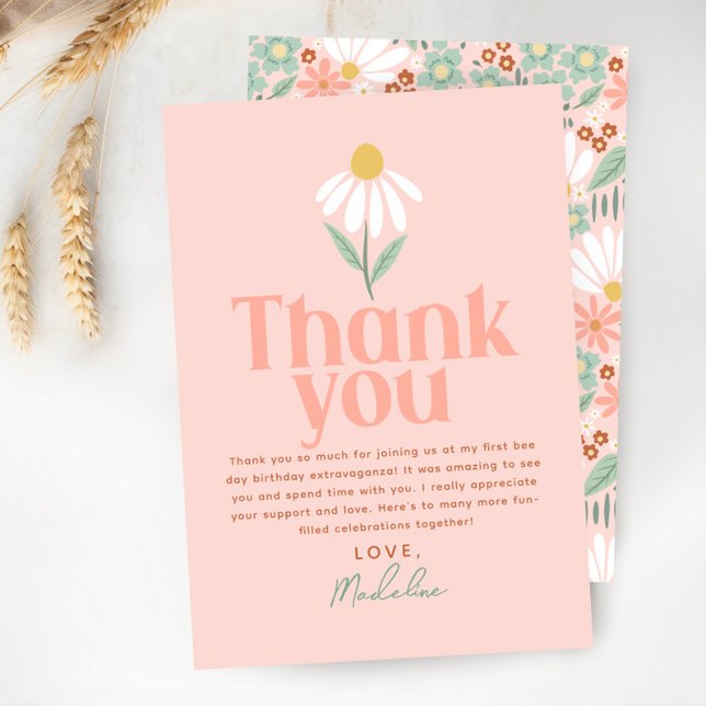Cute Wildflower Daisy Girls Thank You Birthday Card (Creator Uploaded)