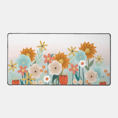 Cute Wildflower Floral Customizable  Desk Mat