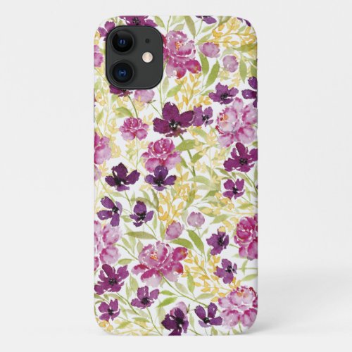 Cute wildflower flower floral peony purple iPhone 11 case