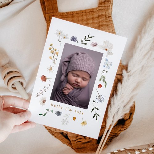 Cute Wildflower Frame Baby Birth Announcement