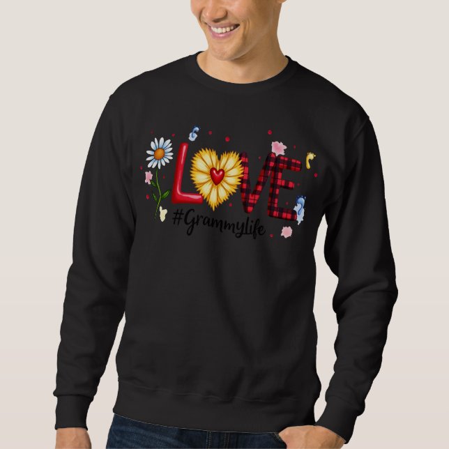 Cute Wildflower Heart Love Grammy Life Happy Birth Sweatshirt (Front)