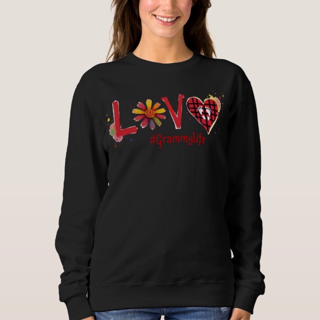 Cute Wildflower Heart Love Grammy Life Happy Birth Sweatshirt (Front)