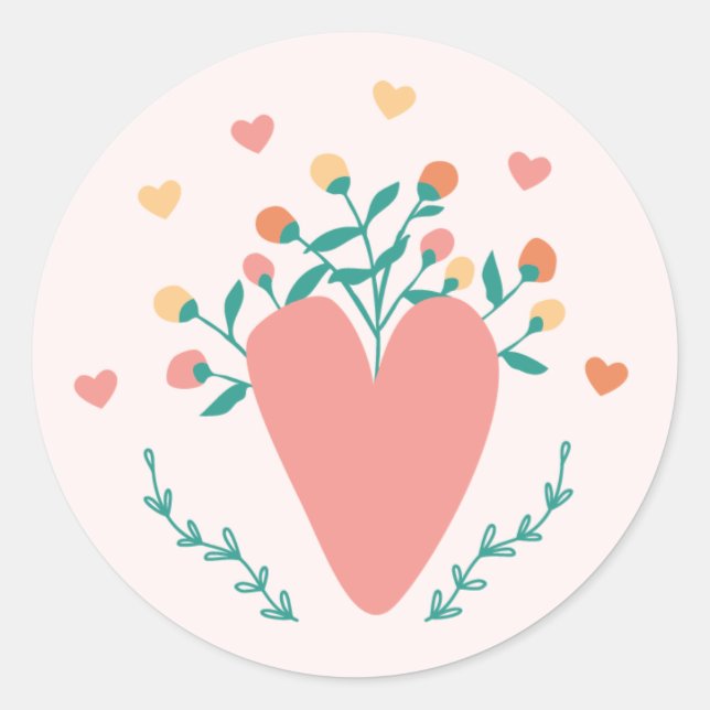 Cute Wildflower Heart Valentine's Day Sticker (Front)