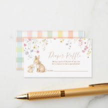 Cute Wildflower Meadow Bunny Baby Diaper Raffle