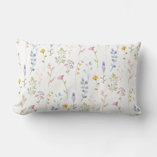 Cute Wildflower Pattern Lumbar Pillow (Front)