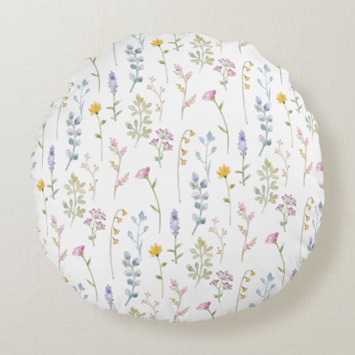 Cute Wildflower Pattern    Round Pillow