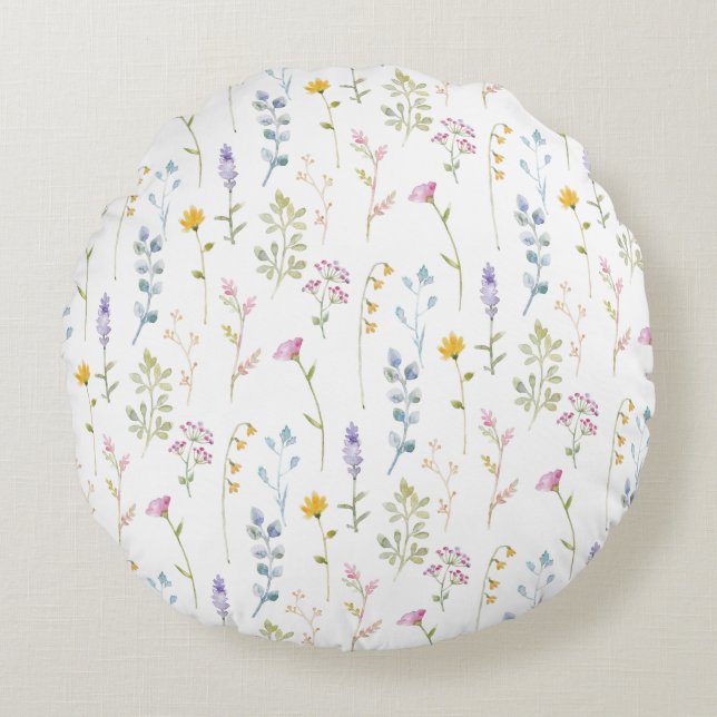 Cute Wildflower Pattern    Round Pillow (Front)