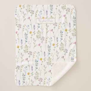 Cute Wildflower Pattern Sherpa Blanket