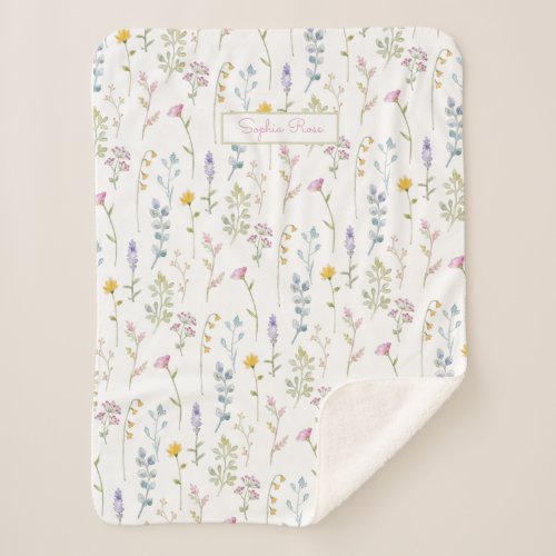 Cute Wildflower Pattern  Sherpa Blanket