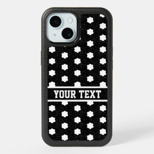 cute wildflower retro monogram black and white  iPhone 15 case