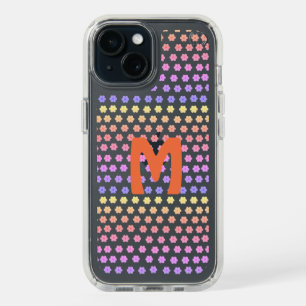 cute wildflower retro monogram pink purple iPhone 15 case