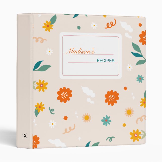 Cute Wildflowers 3 Ring Binder (Front/Spine)
