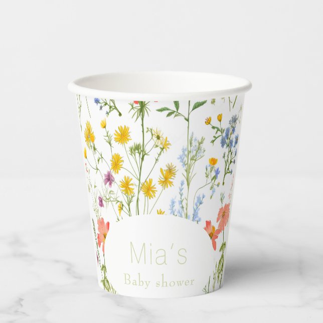 Cute wildflowers Baby shower   Paper Cups (Front)