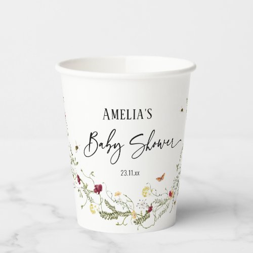 Cute Wildflowers Baby Shower Party  Paper Cups