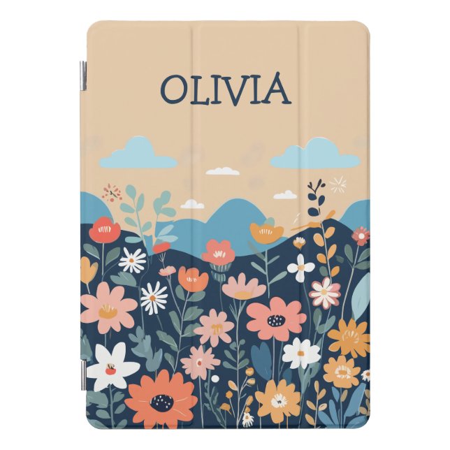 Cute Wildflowers Botanical Personalized  iPad Pro Cover (Front)