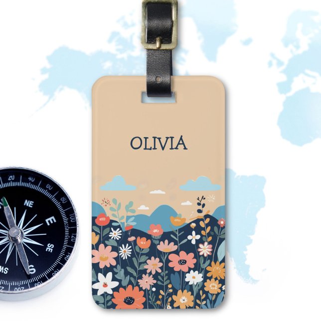 Cute Wildflowers Botanical Personalized  Luggage Tag (Creator Uploaded)