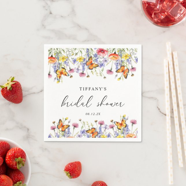 Cute Wildflowers Butterflies Floral Bridal Shower  Napkins (Insitu)