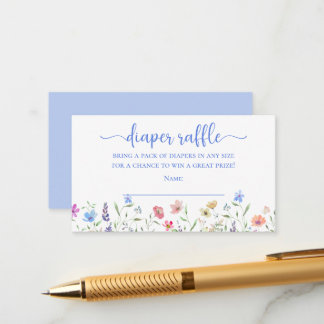 Cute Wildflowers Diaper Raffle Baby Shower Enclosure Card