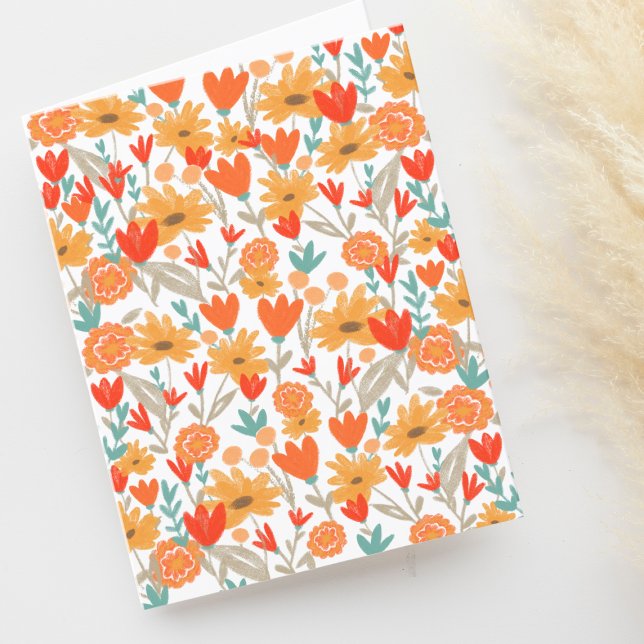 Cute Wildflowers Drawing Blank  Thank You Card (Creator Uploaded)