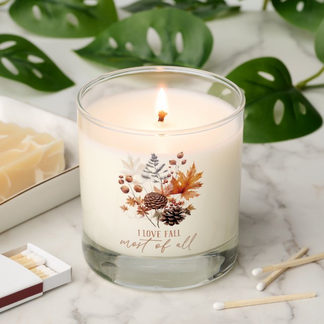 Cute Wildflowers Fall Autumn Leaves Scented Candle (Lit)