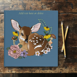 Cute Wildflowers Fawn Blue Baby Deer Woodland 3 Ring Binder