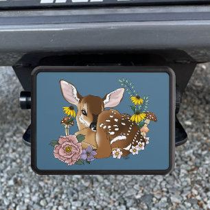 Cute Wildflowers Fawn Blue Baby Deer Woodland Hitch Cover