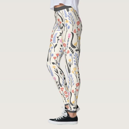 Cute wildflowers pattern leggings