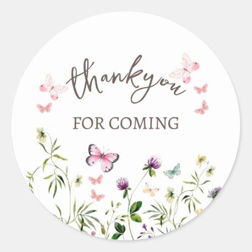 Cute Wildflowers Thank You Classic Round Sticker